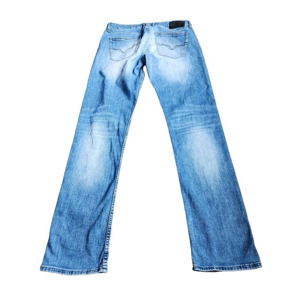 Guess slim tapered mid rise straight leg blue white demin Jean pants - Picture 9 of 11